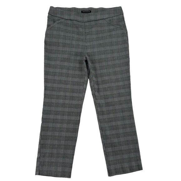 Counterparts Dress Pants Women Sz14P Gray Plaid Flat Front Stretch Straight Leg - Picture 1 of 11